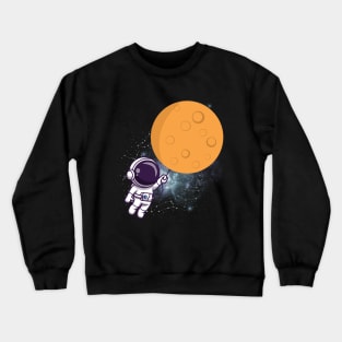 Flying floating astronaut Ufo alien funny cute spaceship moon mars cosmic space Crewneck Sweatshirt